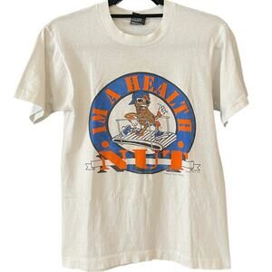 Vintage 80s Health Nut Peanut on Treadmill 1989 Single Stitch Shirt Small